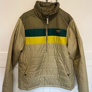 L.L. Bean Men's mountain classic Olive and Yellow Puffer Jacket